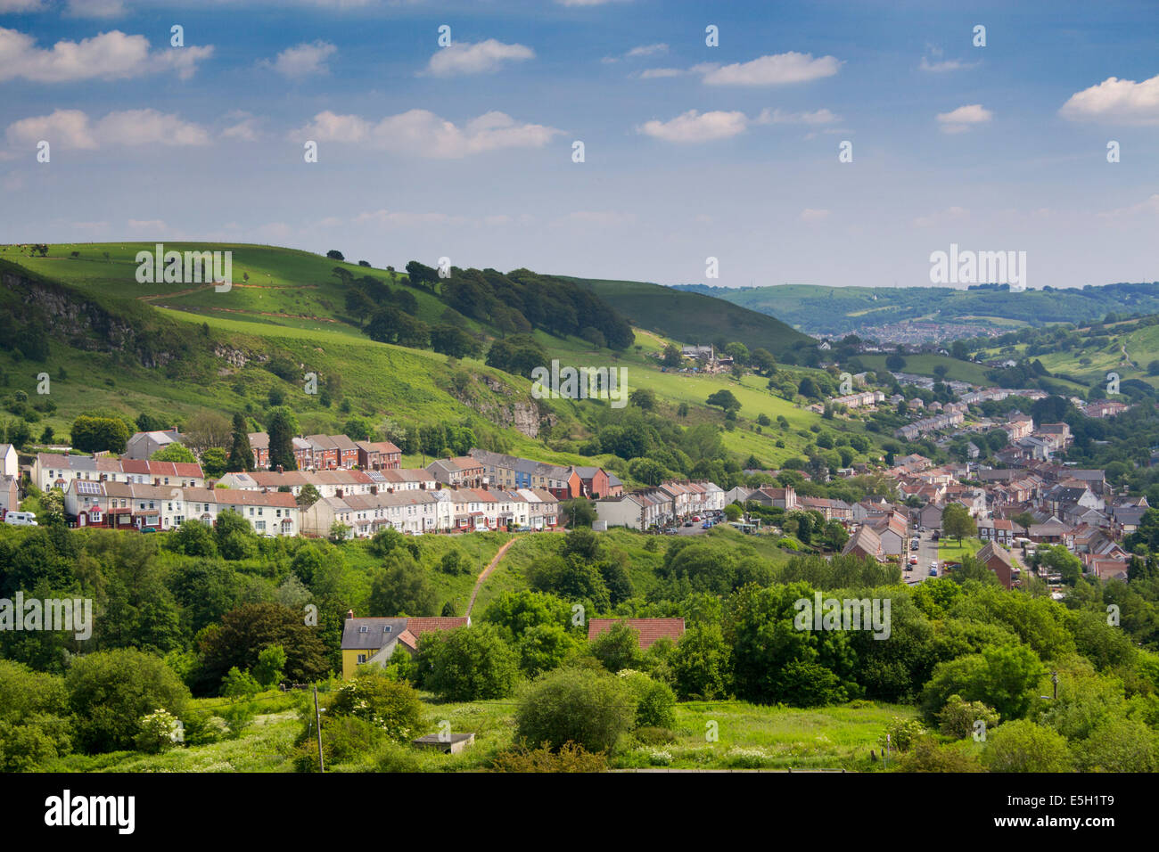 Vue du village de Senghenydd Aber Valley Caerphilly County South Wales Valleys UK Banque D'Images