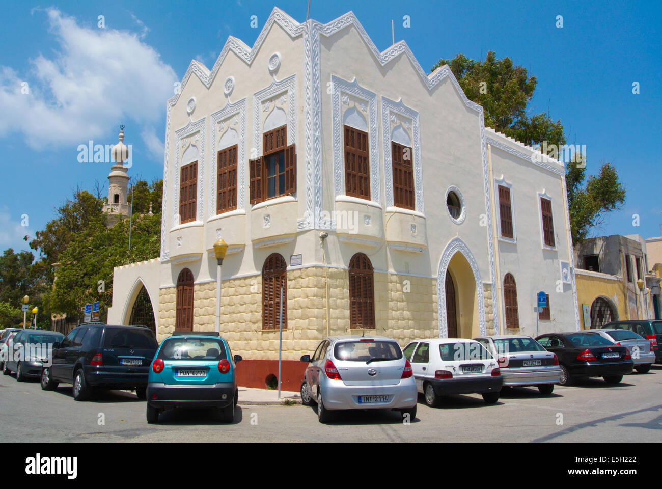 L'architecture de l'italien, new town, Rhodes, l'île de Rhodes, Dodécanèse, Grèce, Europe Banque D'Images