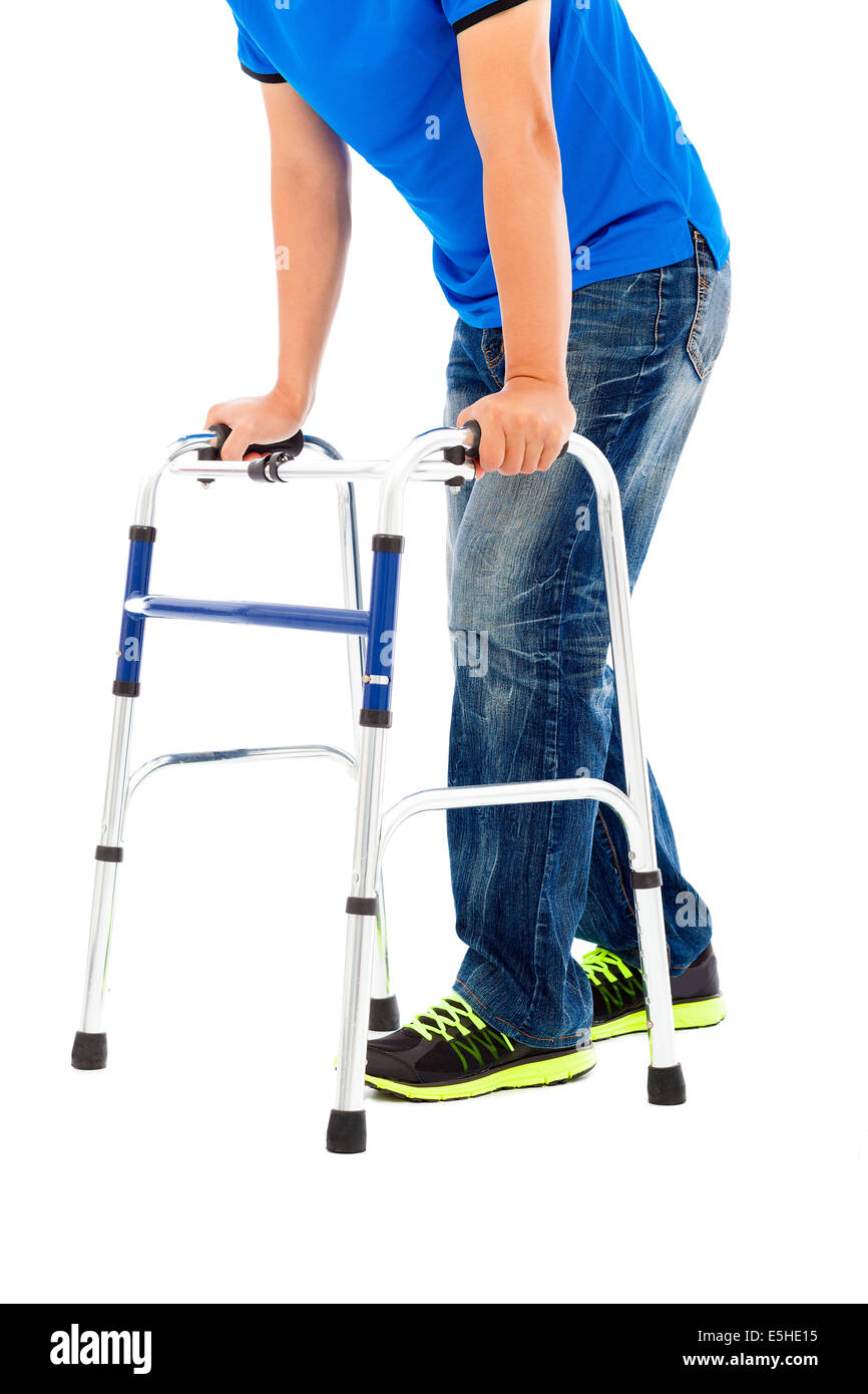 Close up of young man sur les aides à la mobilité Banque D'Images