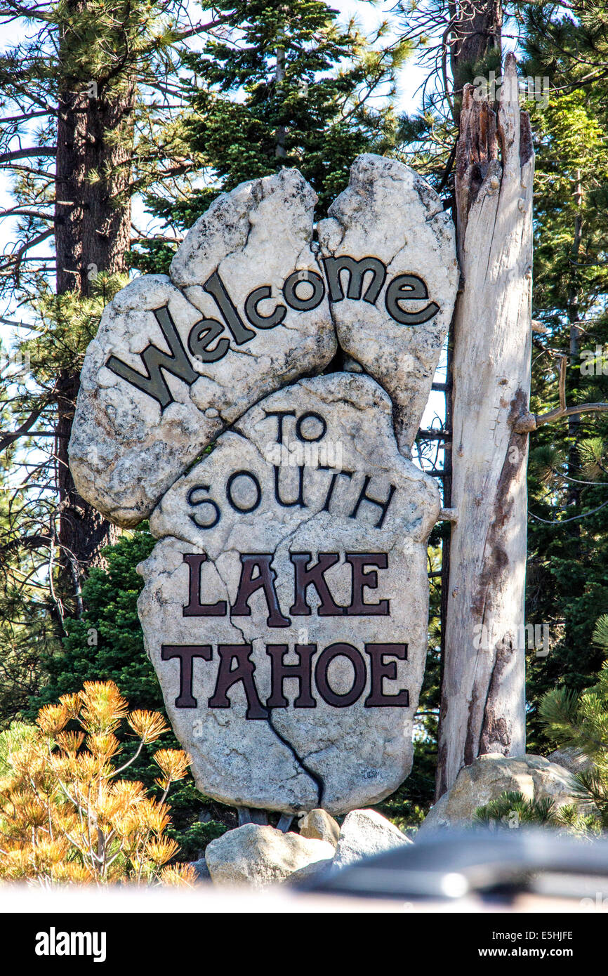 Panneau de bienvenue à South Lake Tahoe, California, United States Banque D'Images