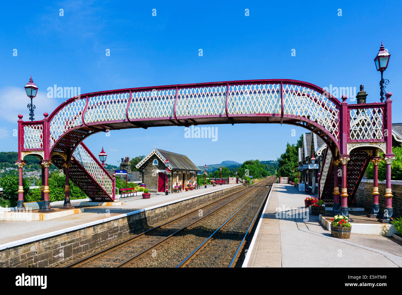 Régler la gare, début de la fer Settle-Carlisle, North Yorkshire, UK Banque D'Images