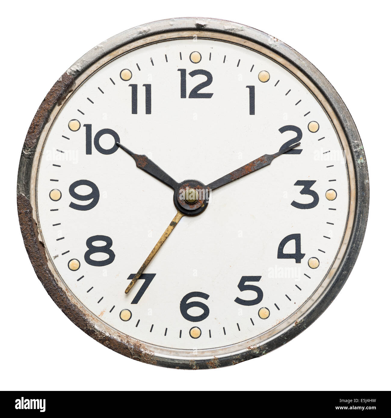 Réveil vintage Old rusty, isolated on white Banque D'Images
