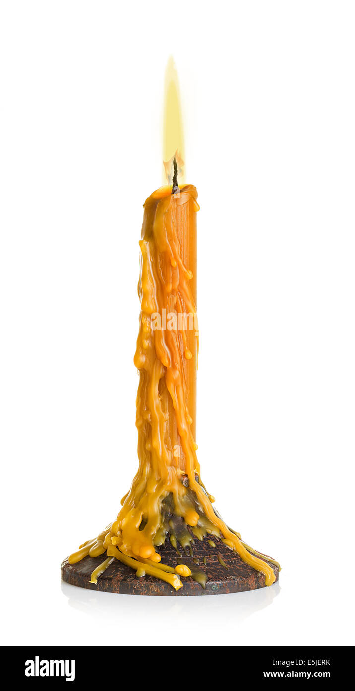 Bougie de cire isolé sur fond blanc Banque D'Images