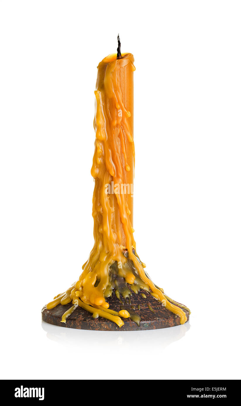 Bougie de cire isolé sur fond blanc Banque D'Images