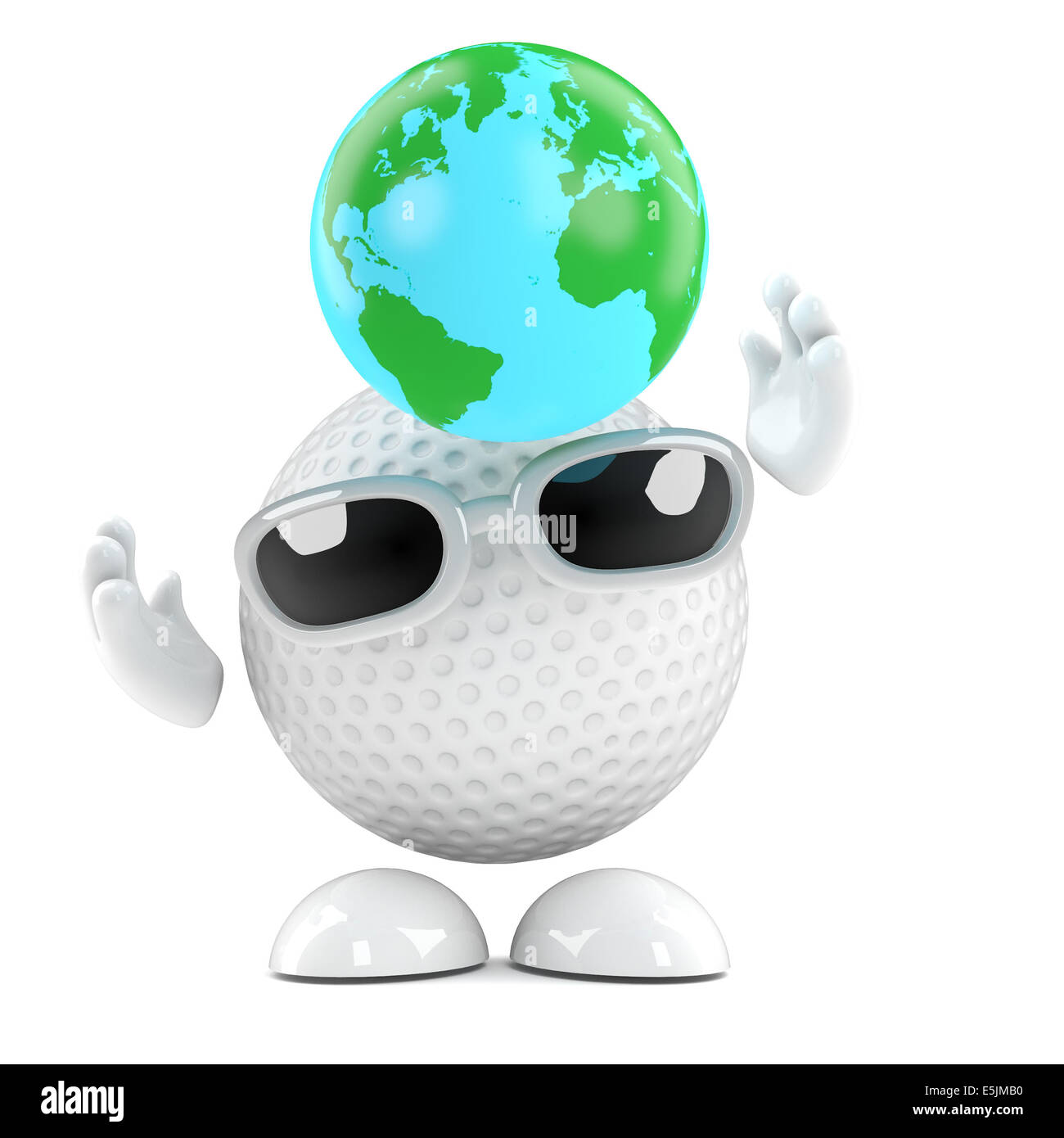Rendu 3D d'une balle de golf avec un globe du monde Banque D'Images