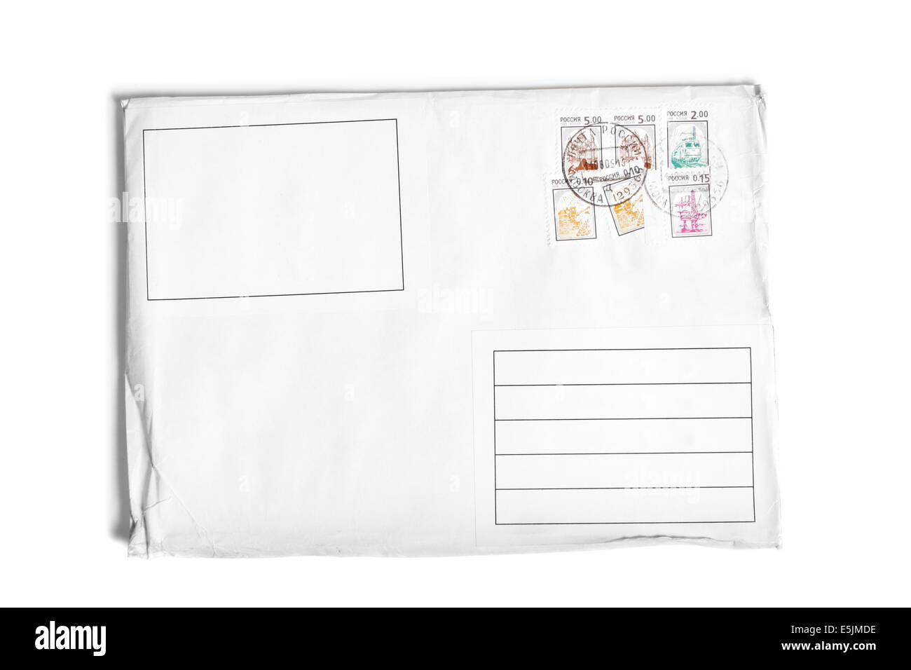 Lettre non lus avec timbres-poste isolé sur fond blanc Banque D'Images