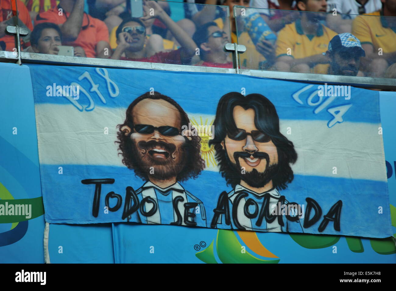 Argentinischer Fanblock, WM 2014, Salvador da Bahia, Brésil. Banque D'Images