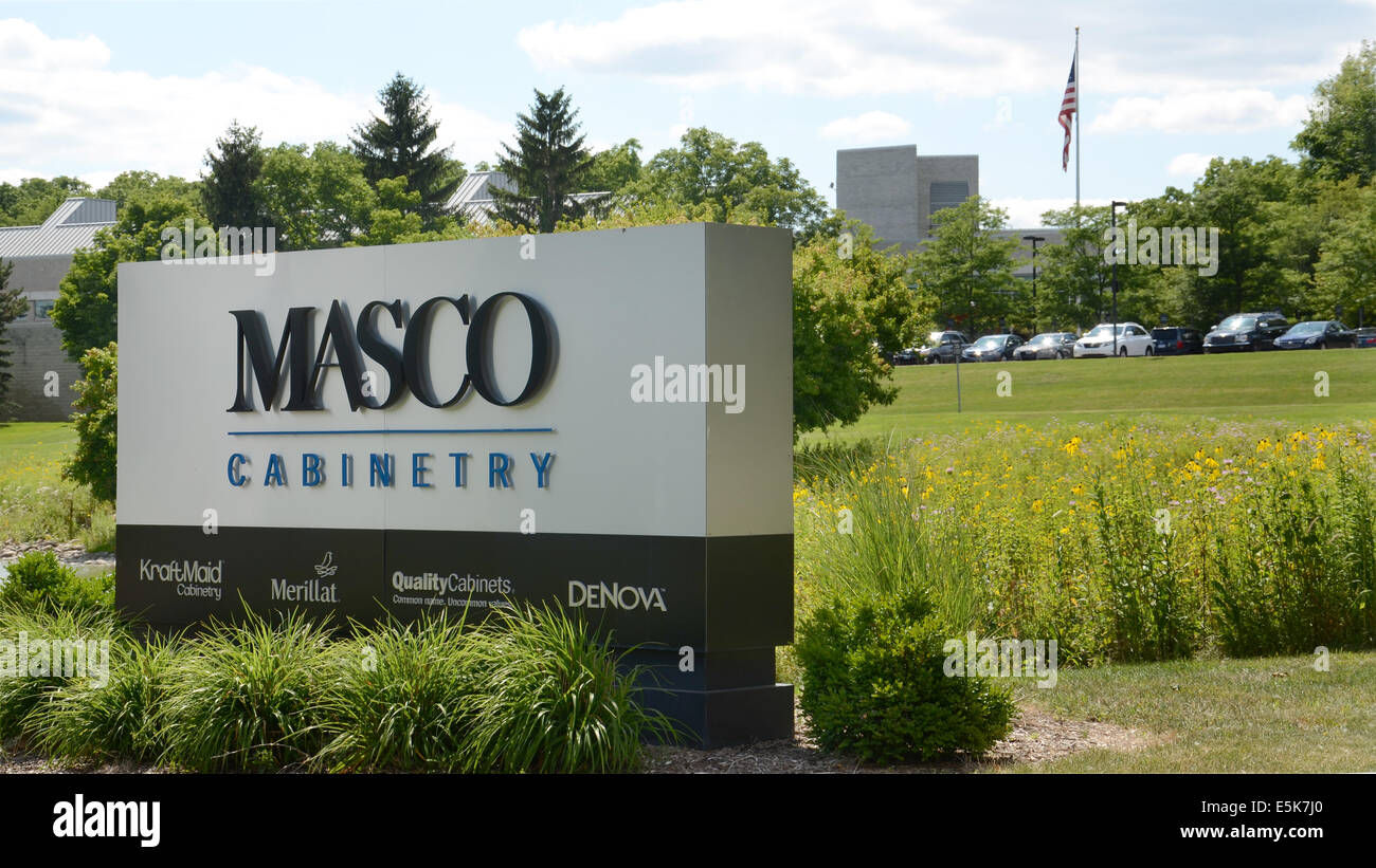 ANN Arbor, MI - Juillet 24 : Masco, dont les recherches et les armoires de l'opération de développement à Ann Arbor, MI est affiché le 24 juillet 2014, m Banque D'Images