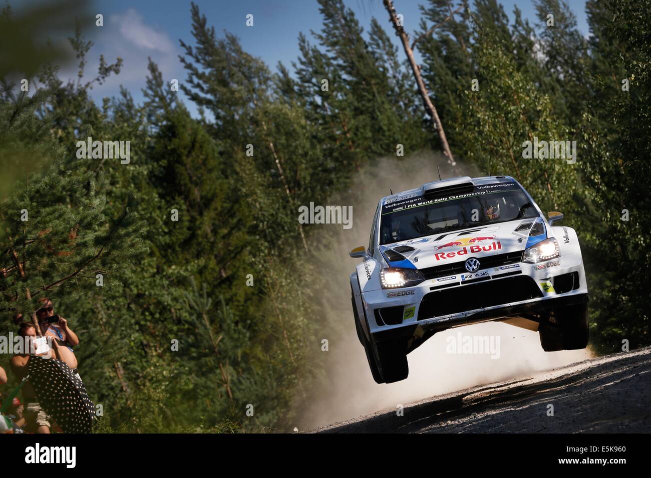 La Finlande. 07 août, 2014. Rallye WRC de Finlande. Andreas Mikkelsen (NI) et Ola Floene (NI) - Volkswagen Polo WRC : Action Crédit Plus Sport/Alamy Live News Banque D'Images