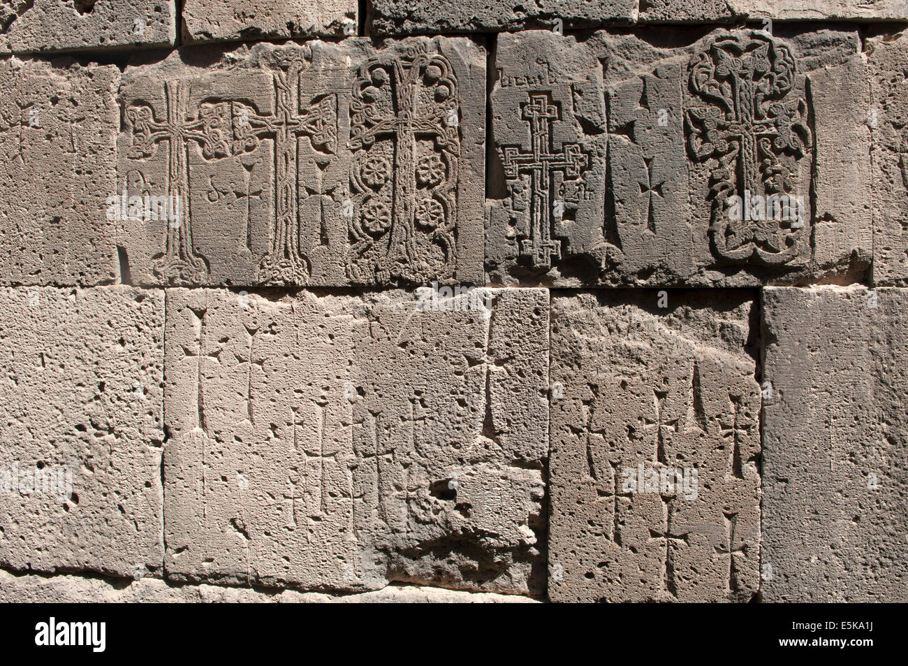 Reliefs ancien monastère de Tatev, Arménie Banque D'Images