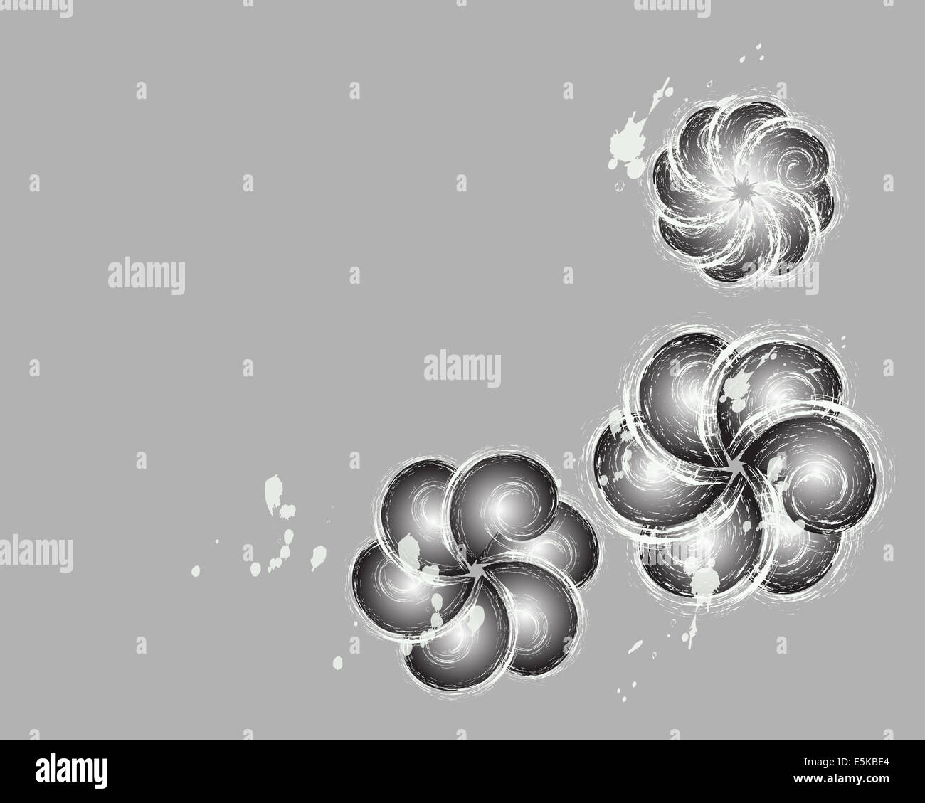 Résumé et blanc fleur noire sur fond gris Banque D'Images