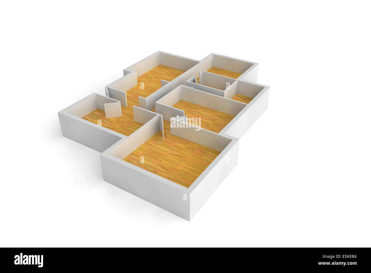 Parquet dans un plan d'étage vide modèle 3D Banque D'Images