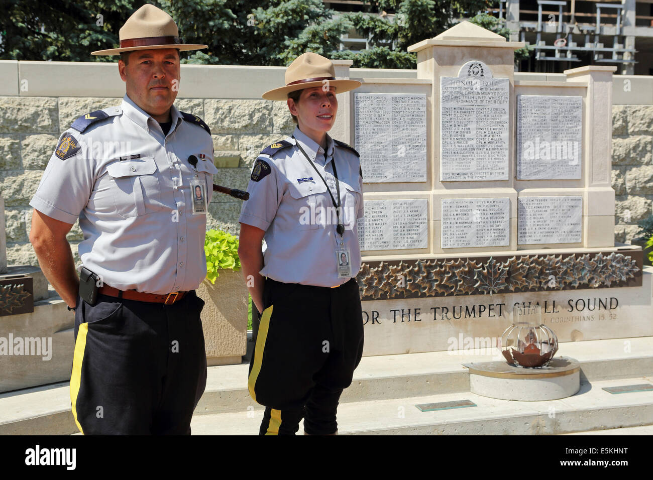 La police montée par le tableau d'honneur à la Gendarmerie royale du Canada (GRC), à Regina, en Saskatchewan. Banque D'Images