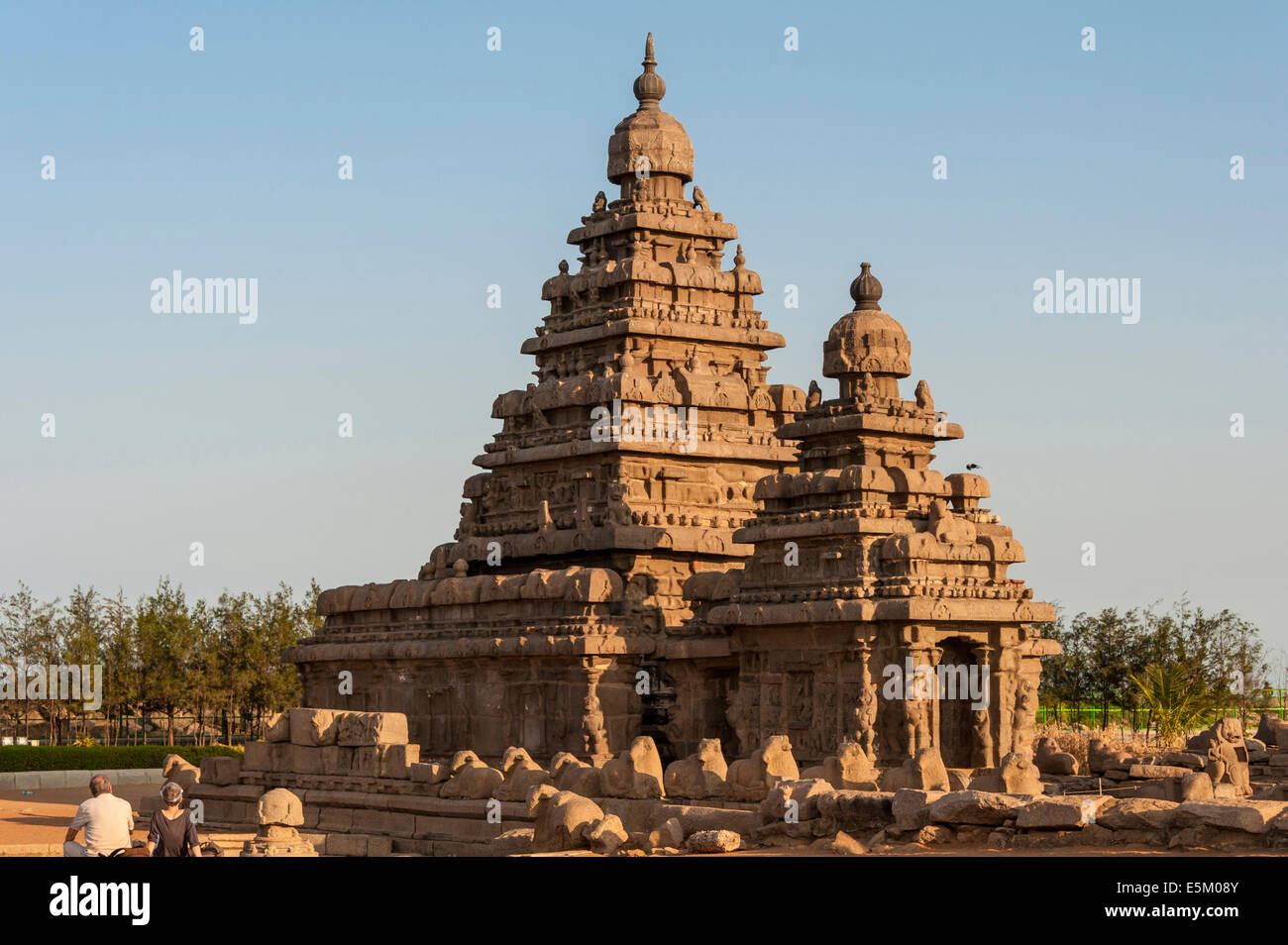 Shore Temple, Mahabalipuram, Kanchipuram, Tamil Nadu, Inde Banque D'Images