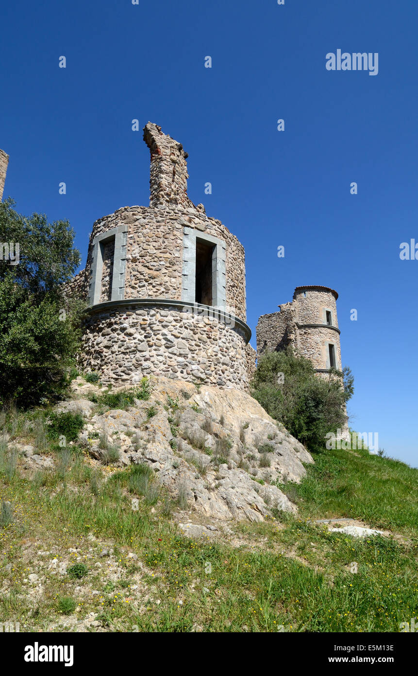 Vestiges de pierre du château médiéval de Grimaud Var Provence France Banque D'Images