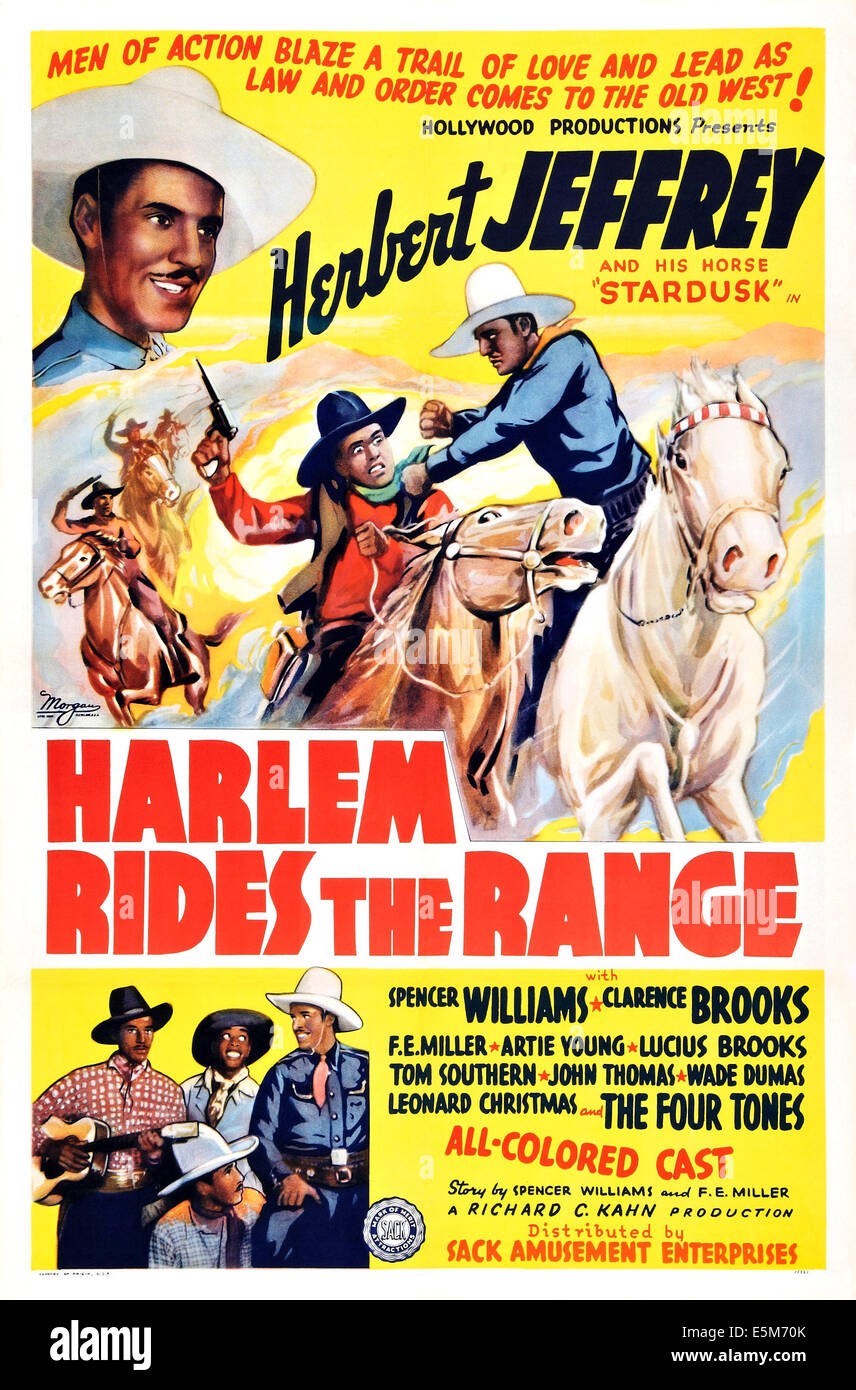HARLEM RIDES LA GAMME, Herb Jeffries, Lucius Brooks, Clarence Brooks, 1939 Banque D'Images