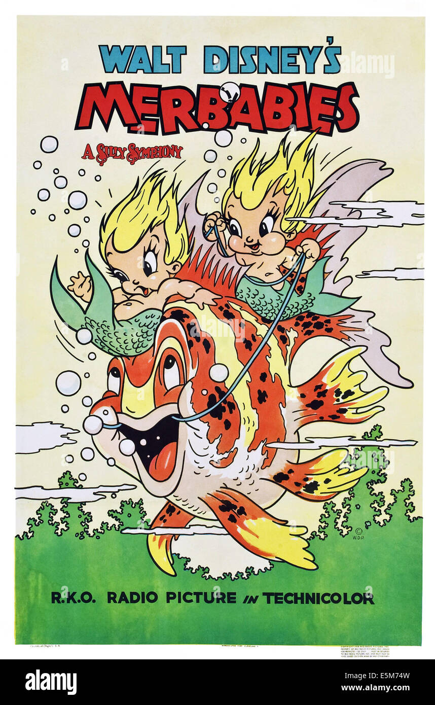 MERBABIES, poster art pour Walt Disney court métrage, Goofy, 1938 Banque D'Images