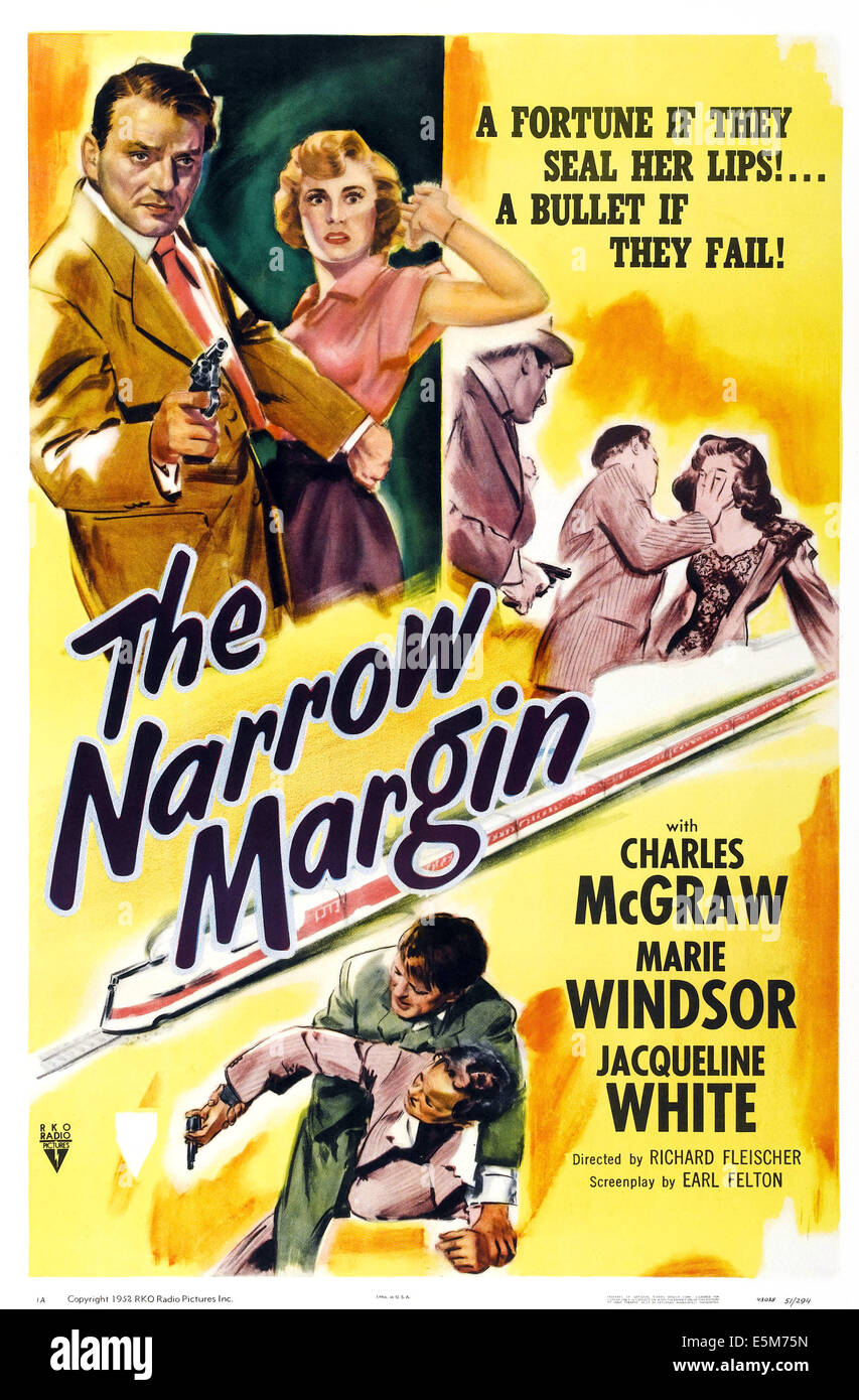 La marge étroite, de nous poster art, Charles McGraw, Jacqueline White, David Clarke, Marie Windsor, 1952 Banque D'Images