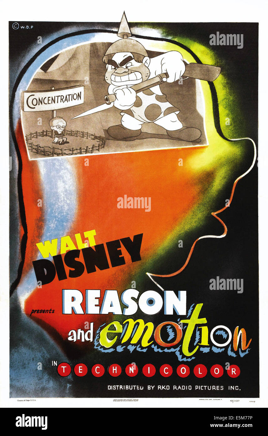 Raison et émotion, l'art de l'affiche pour Walt Disney court métrage, 1943 Banque D'Images