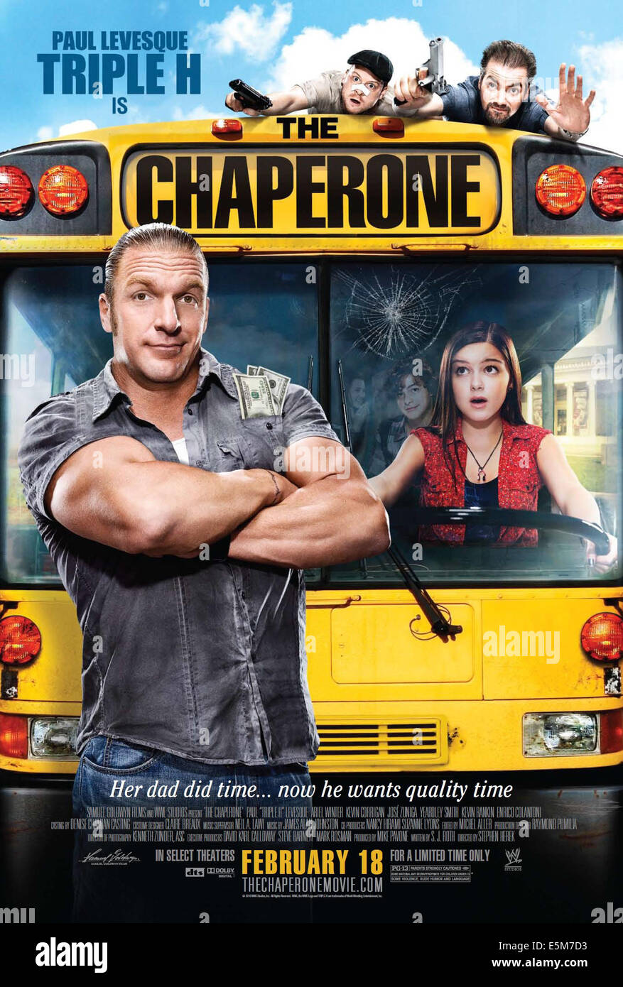 Le Chaperon, à gauche : Paul Levesque (aka Triple H), haut : Kevin Rankin, Kevin Corrigan, droite : Ariel Winter sur nous poster art, Banque D'Images