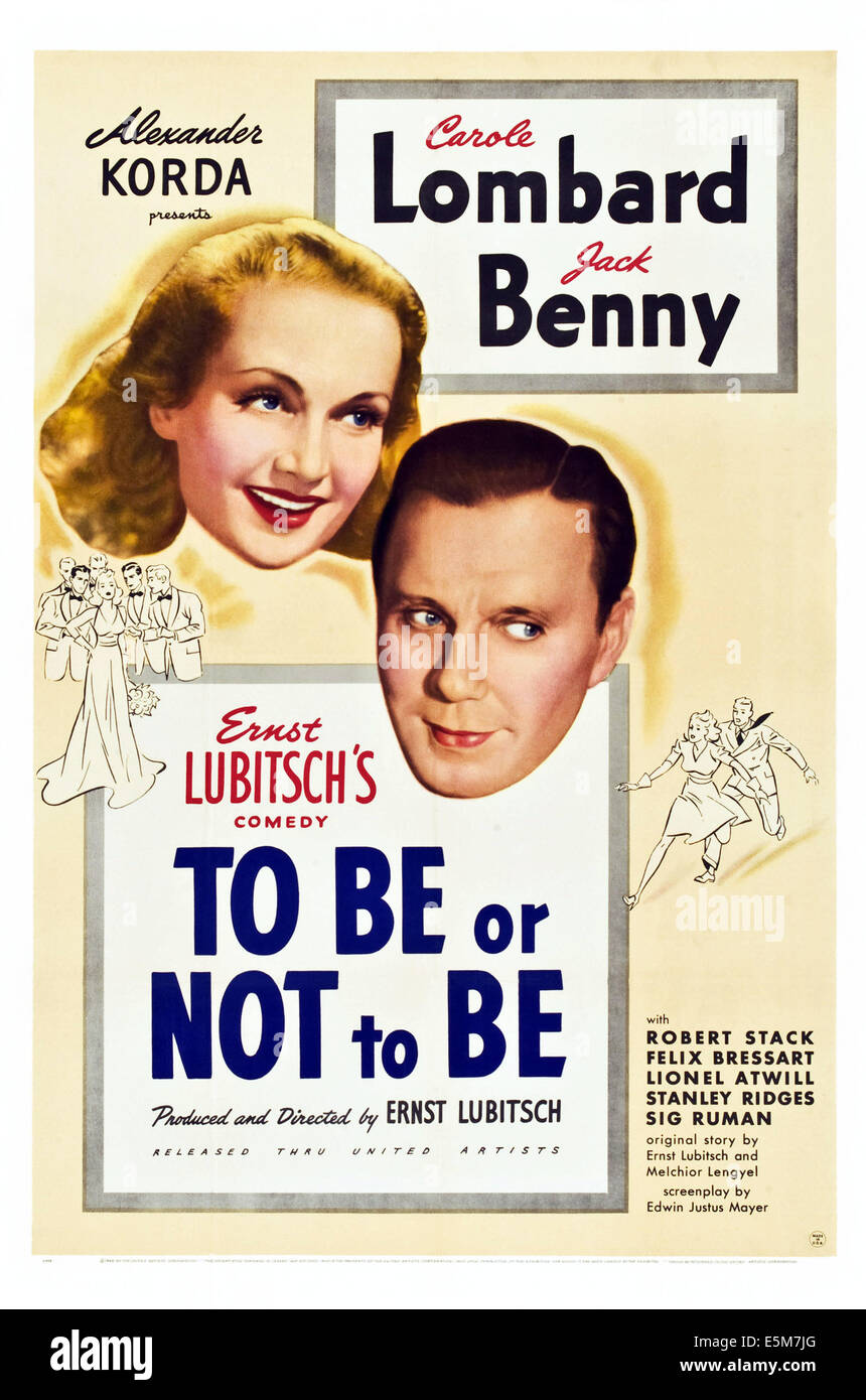 Être ou ne pas être, de nous poster art, de gauche : Carole Lombard, Jack Benny, 1942 Banque D'Images