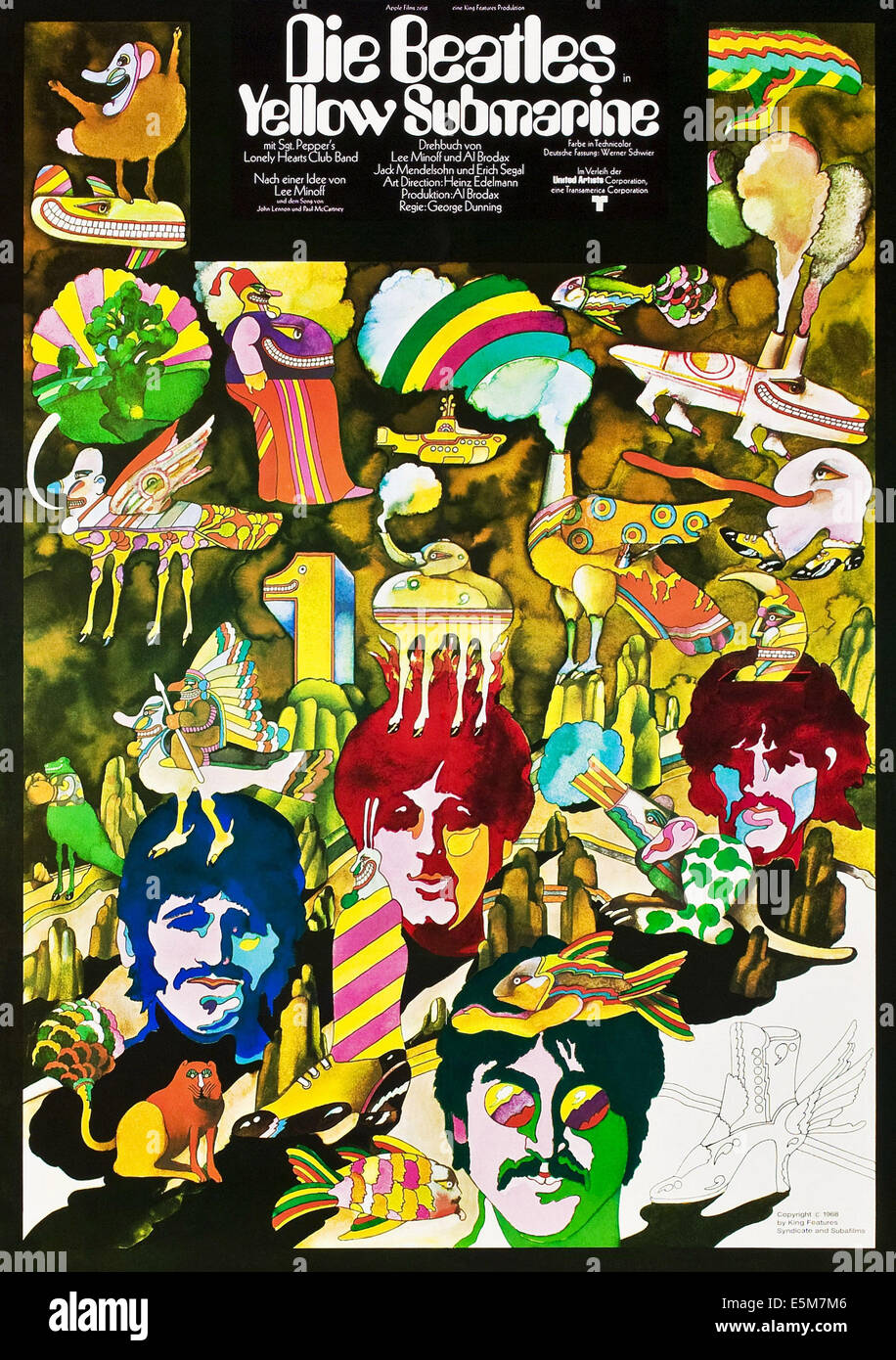 Sous-marin jaune : les Beatles, (aka DIE BEATLES Yellow Submarine), affiche allemande, en bas de gauche à droite : Ringo Starr, Paul Banque D'Images