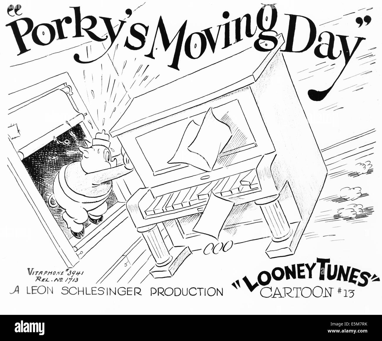 PORKY'S MOVING DAY, US lobbycard, Porky Pig, 1936 Banque D'Images