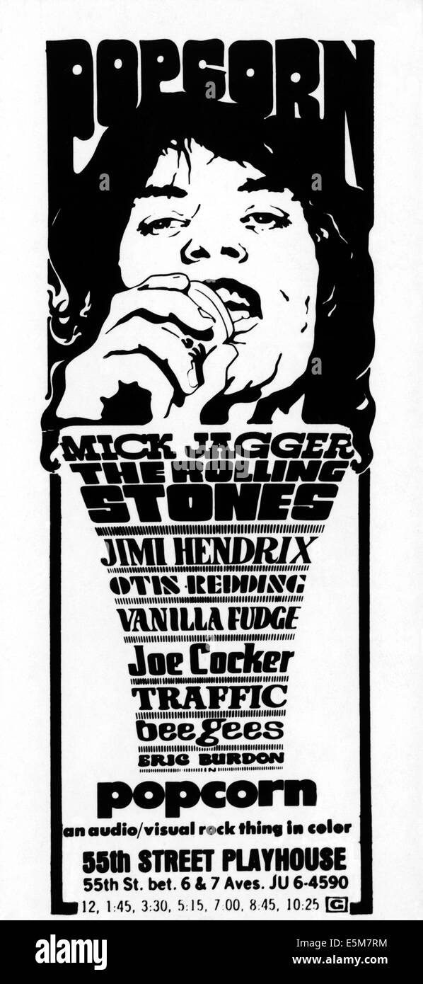 Pop-corn, Mick Jagger, 1969 Banque D'Images