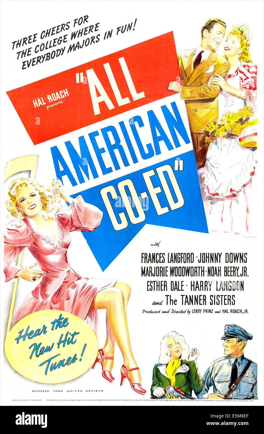 Toutes AMÉRICAIN CO-ED, DE NOUS poster, en haut à droite de la gauche : Johnny Downs, Frances Langford, extrême gauche : Marjorie Woodworth, 1941 Banque D'Images