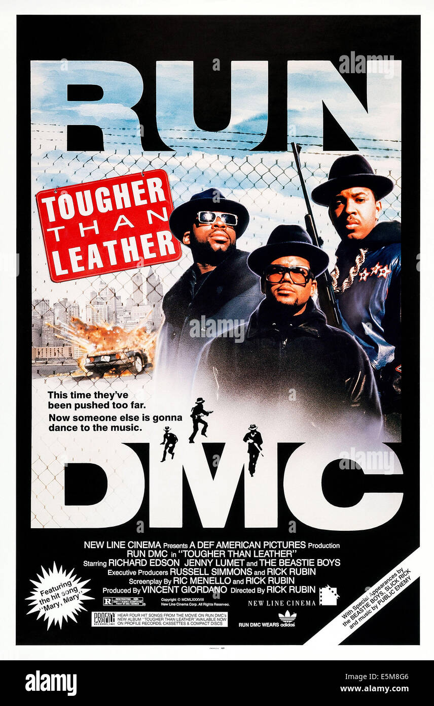 Plus difficile que le cuir, de nous poster art, Jason Mizell ('Jam Master Jay'), Darryl McDaniels, Joseph Simmons, 1988, ©New Line Cinema Banque D'Images