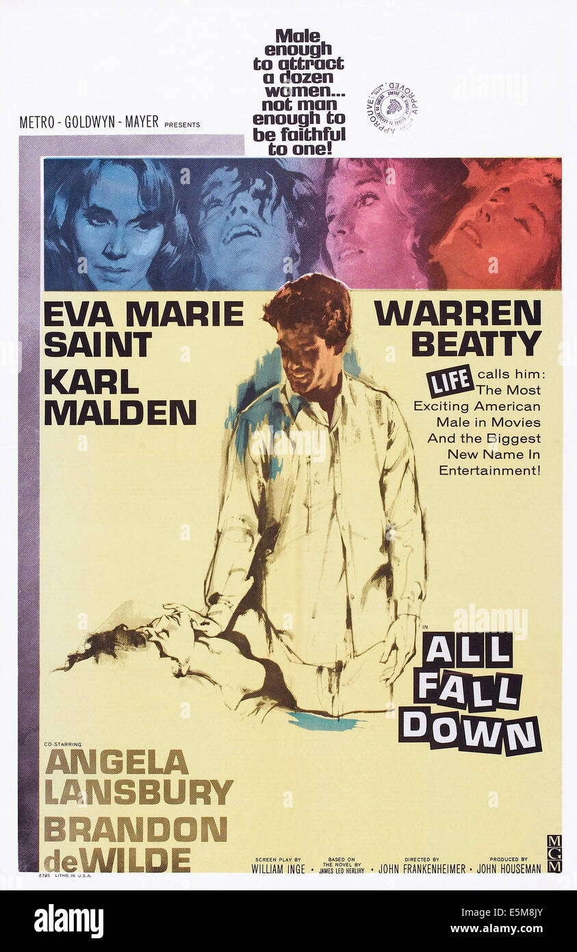 Tous tomber, de nous poster art, à partir du haut : Eva Marie Saint, Warren Beatty, 1962 Banque D'Images