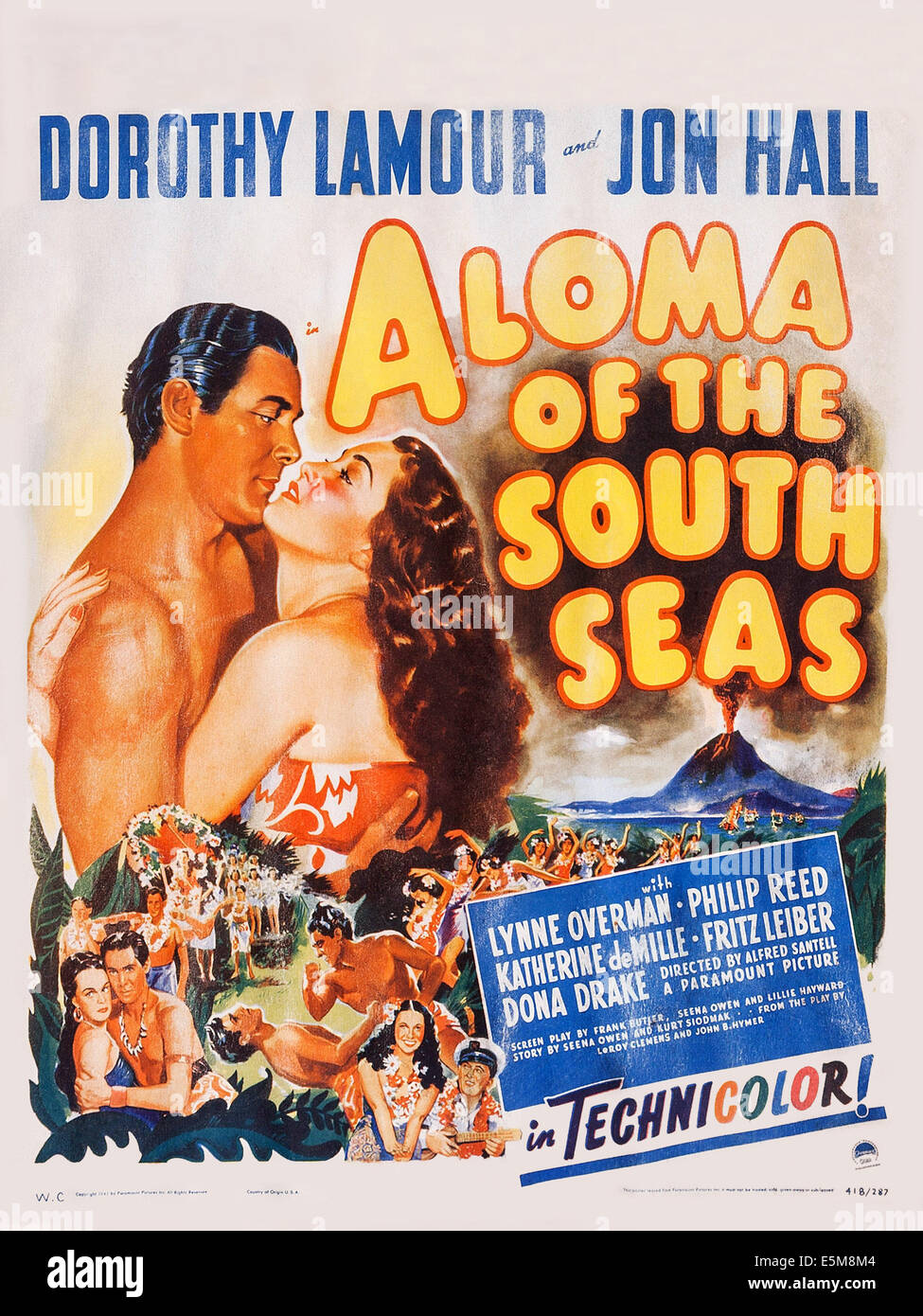 ALOMA DES MERS DU SUD, de l-r : Jon Hall, Dorothy Lamour sur la fenêtre carte, 1941. Banque D'Images