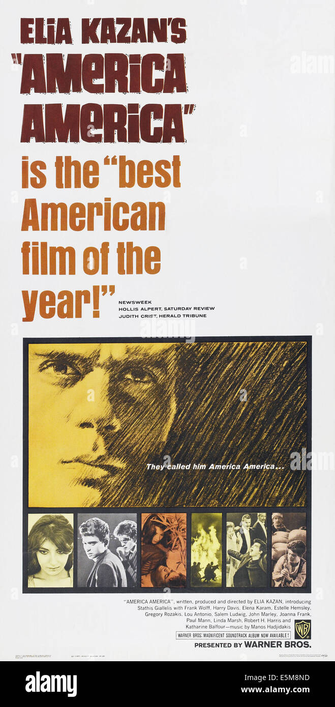 AMERICA AMERICA, US poster art, Stathis Giallelis, (deuxième à gauche), 1963 Banque D'Images
