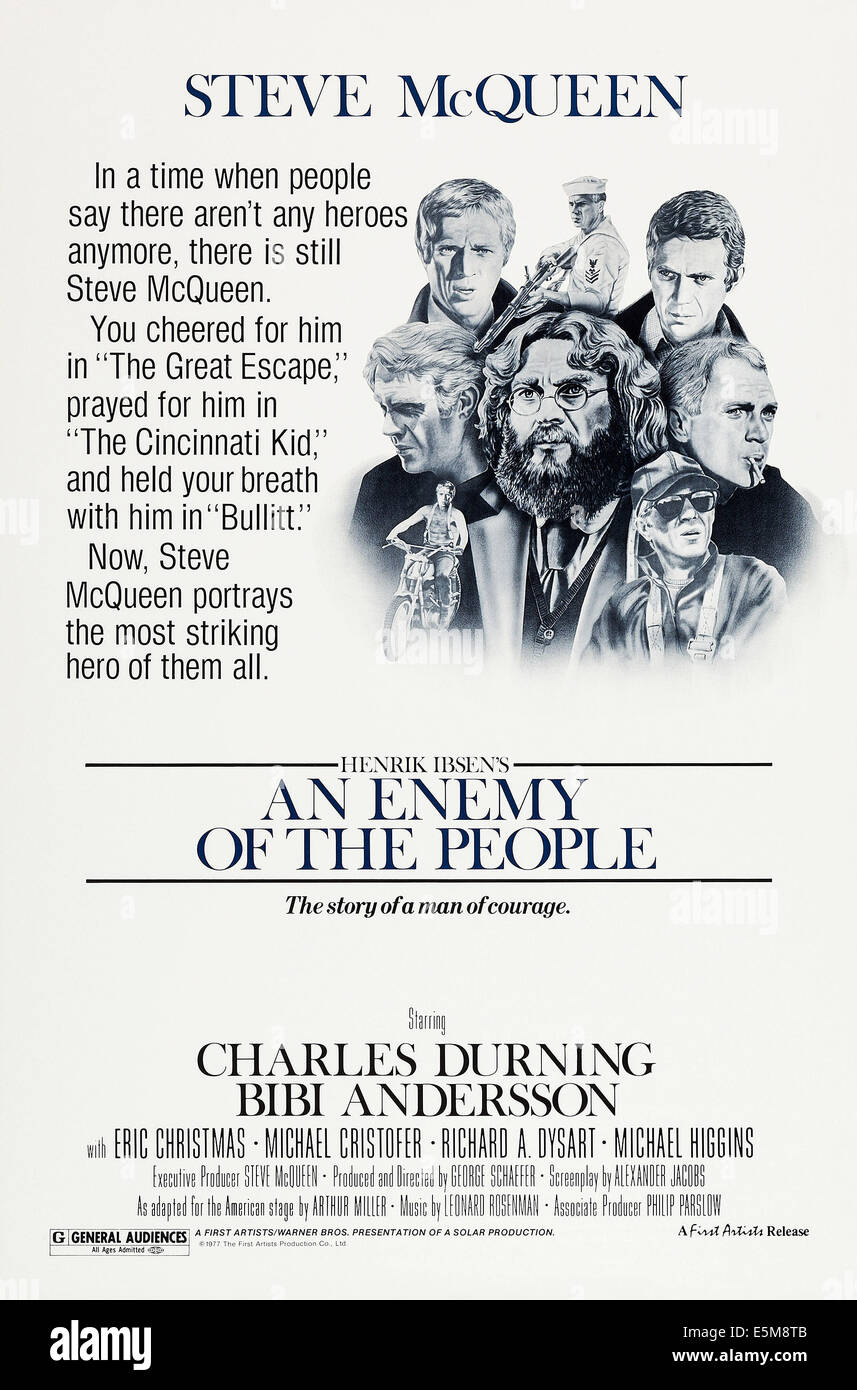 Un ENNEMI DU PEUPLE, Steve McQueen sur l'affiche, 1978, ©Warner Bros Pictures/avec la permission d'Everett Collection Banque D'Images