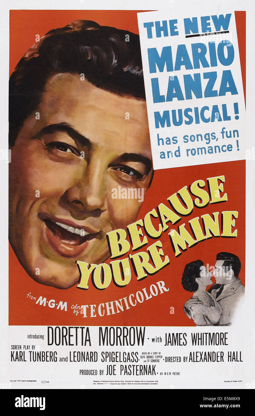 Parce que tu es à moi, de nous poster, Mario Lanza, face à face à partir de la gauche : Doretta Morrow, Mario Lanza, 1952 Banque D'Images