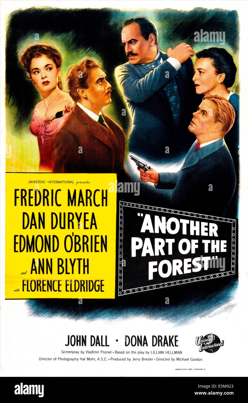 Une autre partie de la forêt, de nous poster, de gauche : Ann Blyth, Fredric March, Edmond O'Brien, Florence Eldridge, Dan Duryea, 1948 Banque D'Images