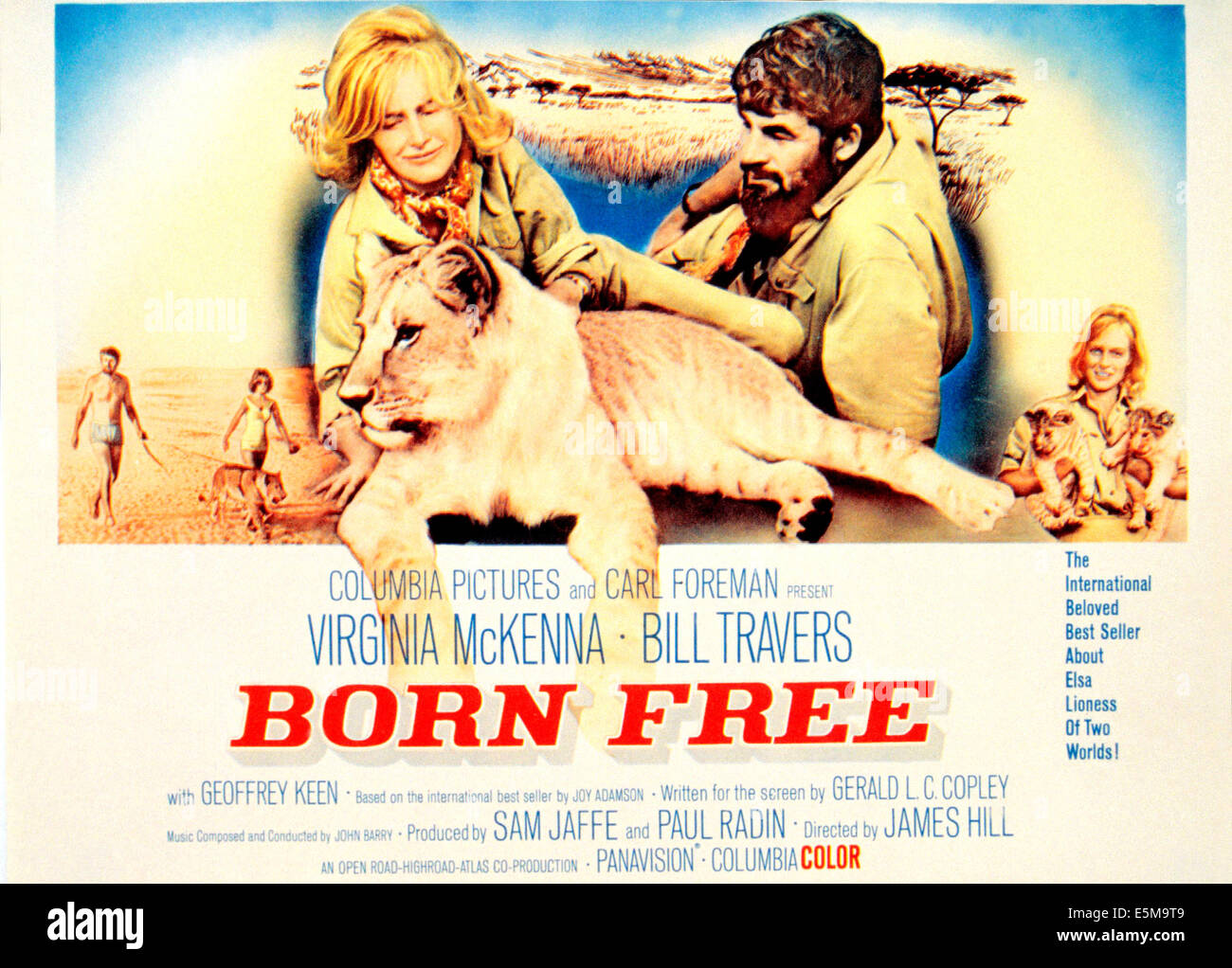 Né libre, à gauche de la gauche : Bill Travers, Virginia McKenna, centre de gauche : Virginia McKenna, Bill Travers, Virginia McKenna Banque D'Images