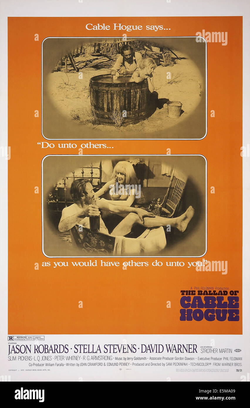 La ballade de Cable Hogue, US poster art, haut et bas, de gauche à droite : Jason Robards, Stella Stevens, 1970 Banque D'Images