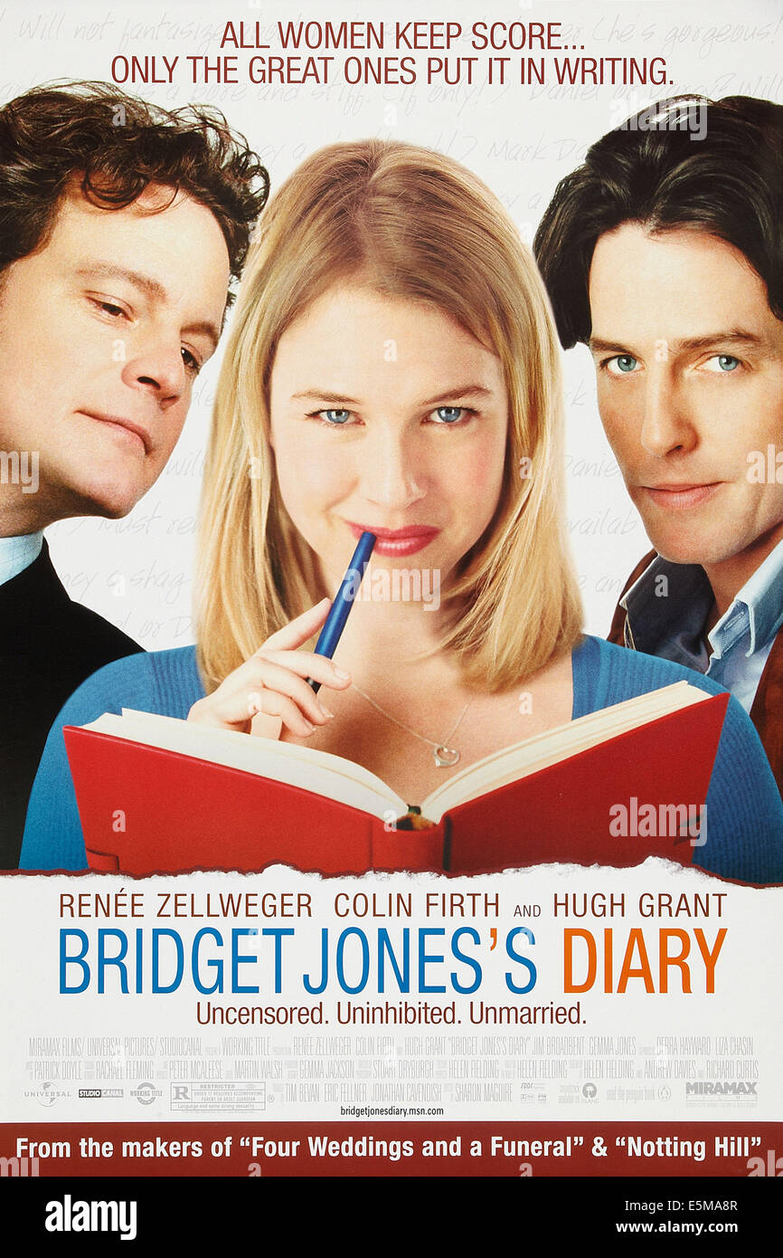 BRIDGET JONES'S DIARY, US poster art,à partir de la gauche : Colin Firth, Renée Zellweger, Hugh Grant, 2001.©Miramax Films/avec la permission d'Everett Banque D'Images