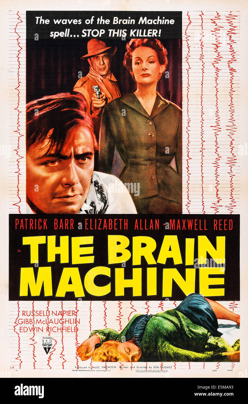 Le cerveau, LA MACHINE US poster art, Maxwell Reed, (à gauche), Elizabeth Allan, (à droite), 1955 Banque D'Images