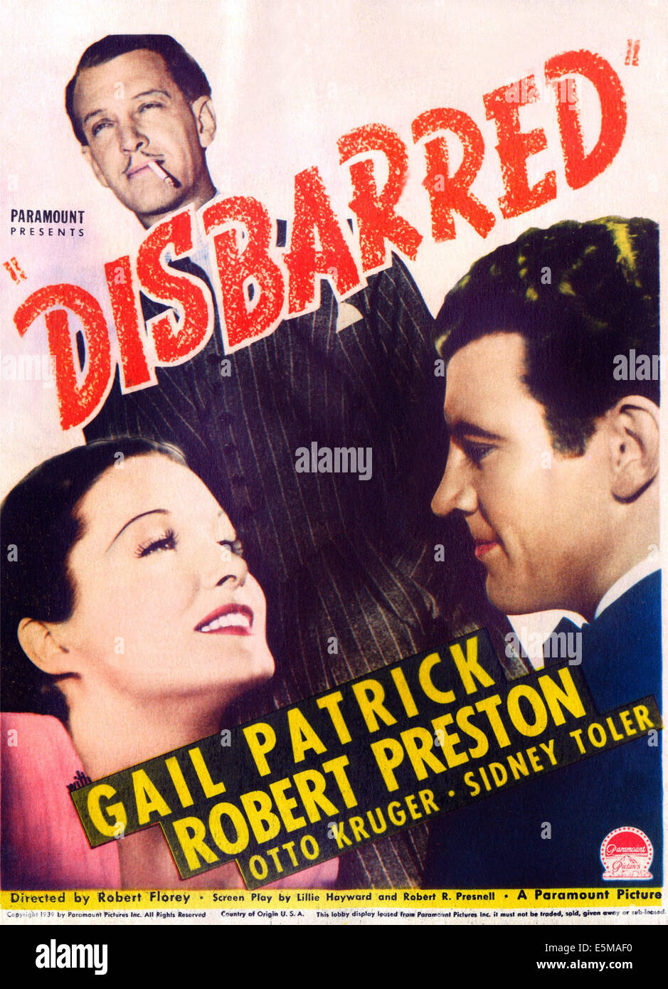 Radié du barreau, de nous poster art, dans le sens horaire à partir du haut : Otto Kruger, Robert Preston, Gail Patrick, 1939 Banque D'Images