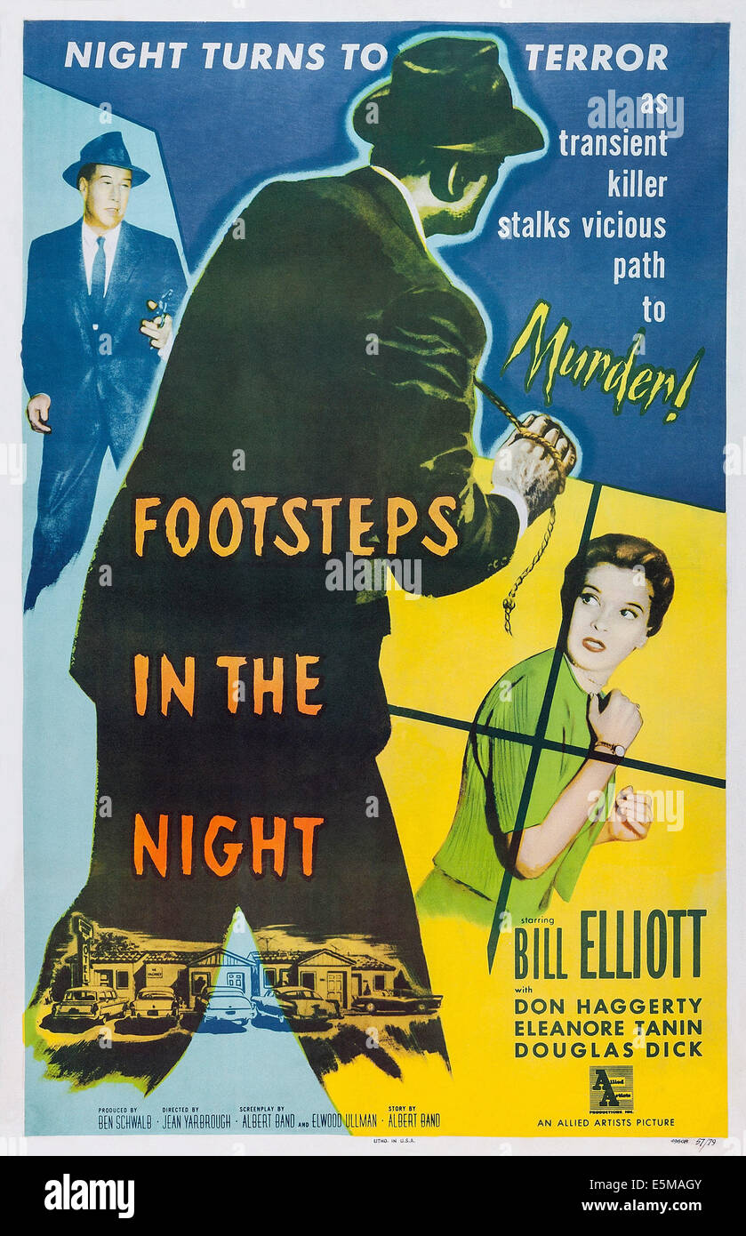 Traces DANS LES NUITS, de nous poster art, de gauche : Bill Elliott, Eleanore Tanin, 1957 Banque D'Images