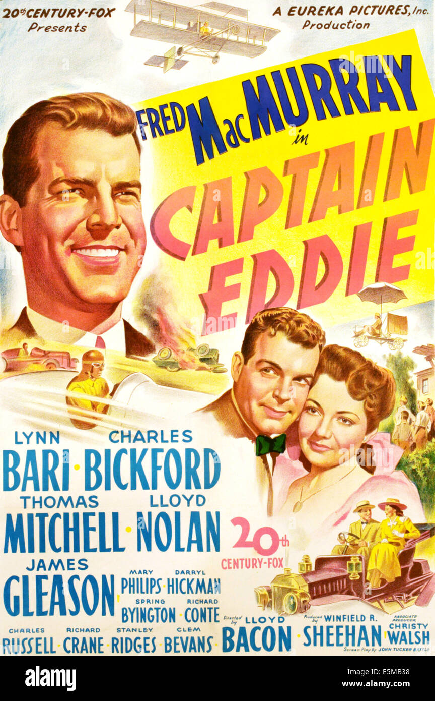 Le capitaine EDDIE, Don Ameche, Charles Bickford, Lynn Bari, 1945. Banque D'Images