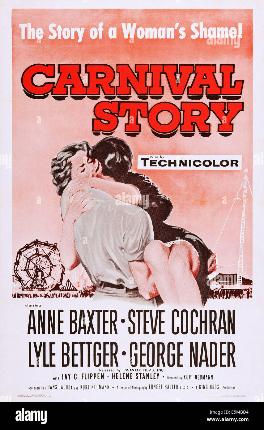 CARNIVAL STORY, Anne Baxter, Steve Cochran sur l'affiche, 1954 Banque D'Images