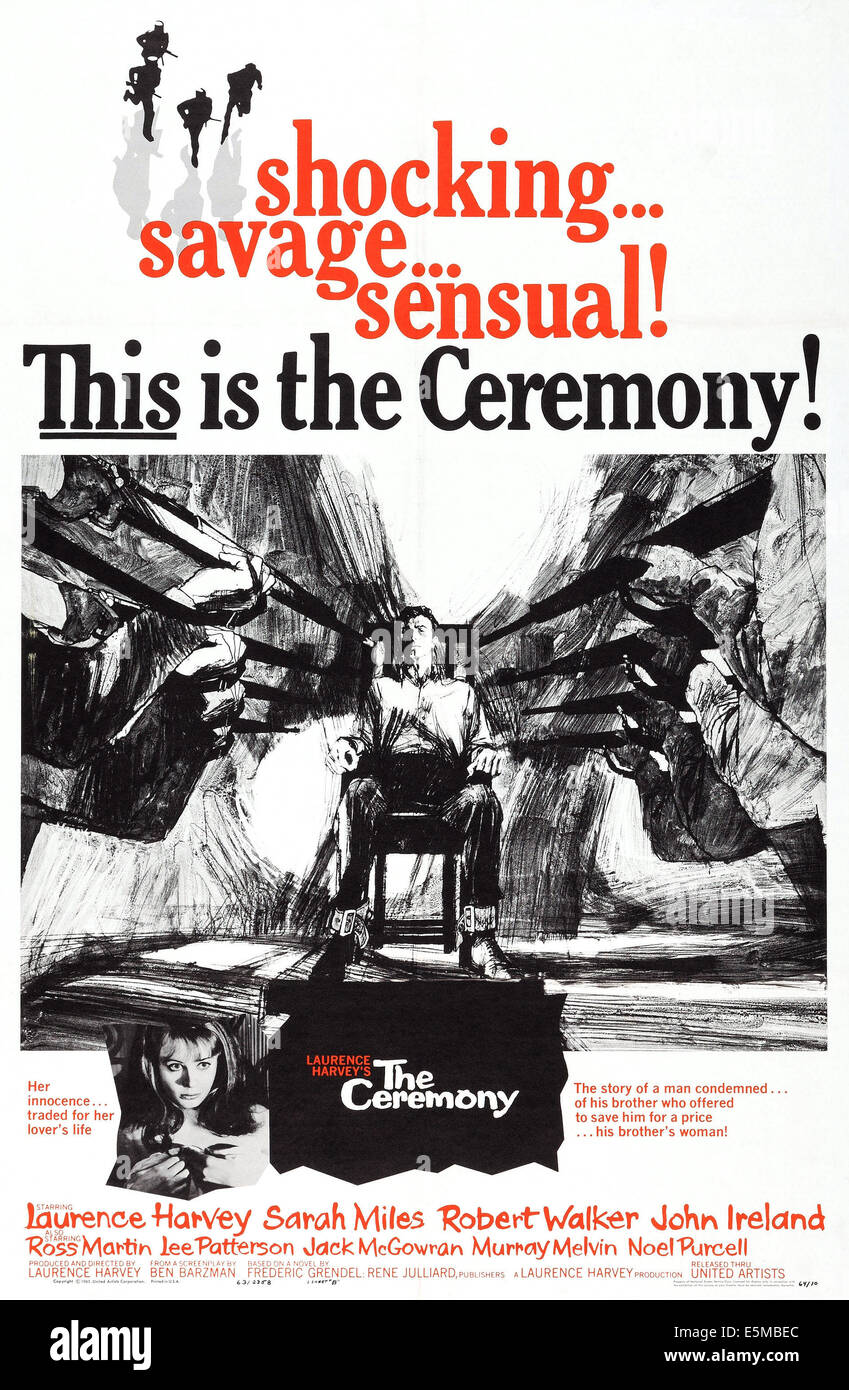 La cérémonie, de nous poster art, Sarah Miles, (à gauche), Laurence Harvey, (centre), 1963 Banque D'Images