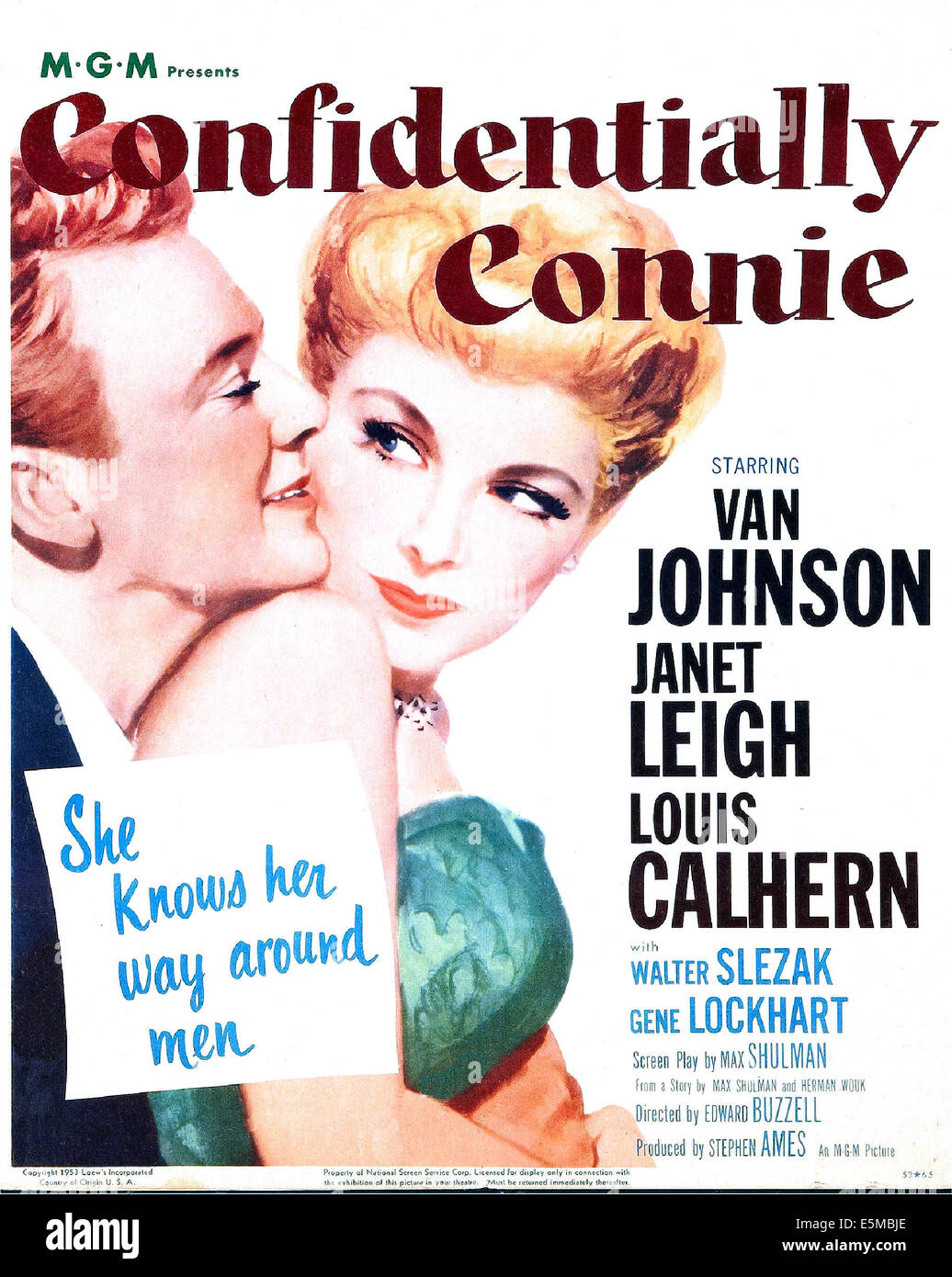 En toute confidentialité, Connie, Van Johnson nous poster, Janet Leigh, 1953 Banque D'Images