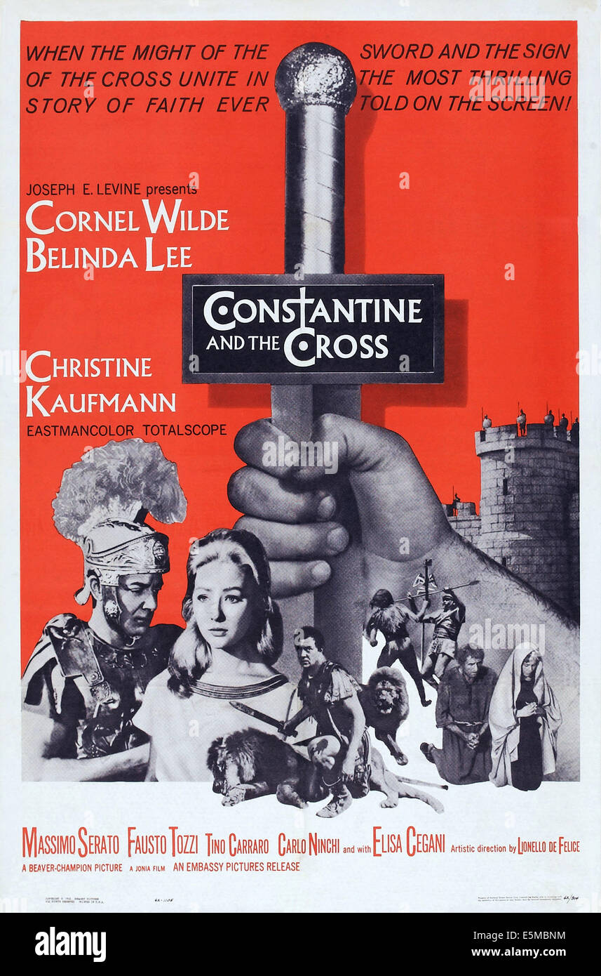 Constantin ET LA CROIX, l-r : Cornel Wilde, Christine Kaufmann sur l'affiche, 1961 Banque D'Images