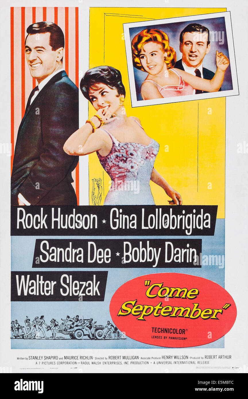 En septembre, l-r : Rock Hudson, Gina Lollobrigida, Sandra Dee, Bobby Darin sur l'affiche, 1961 Banque D'Images