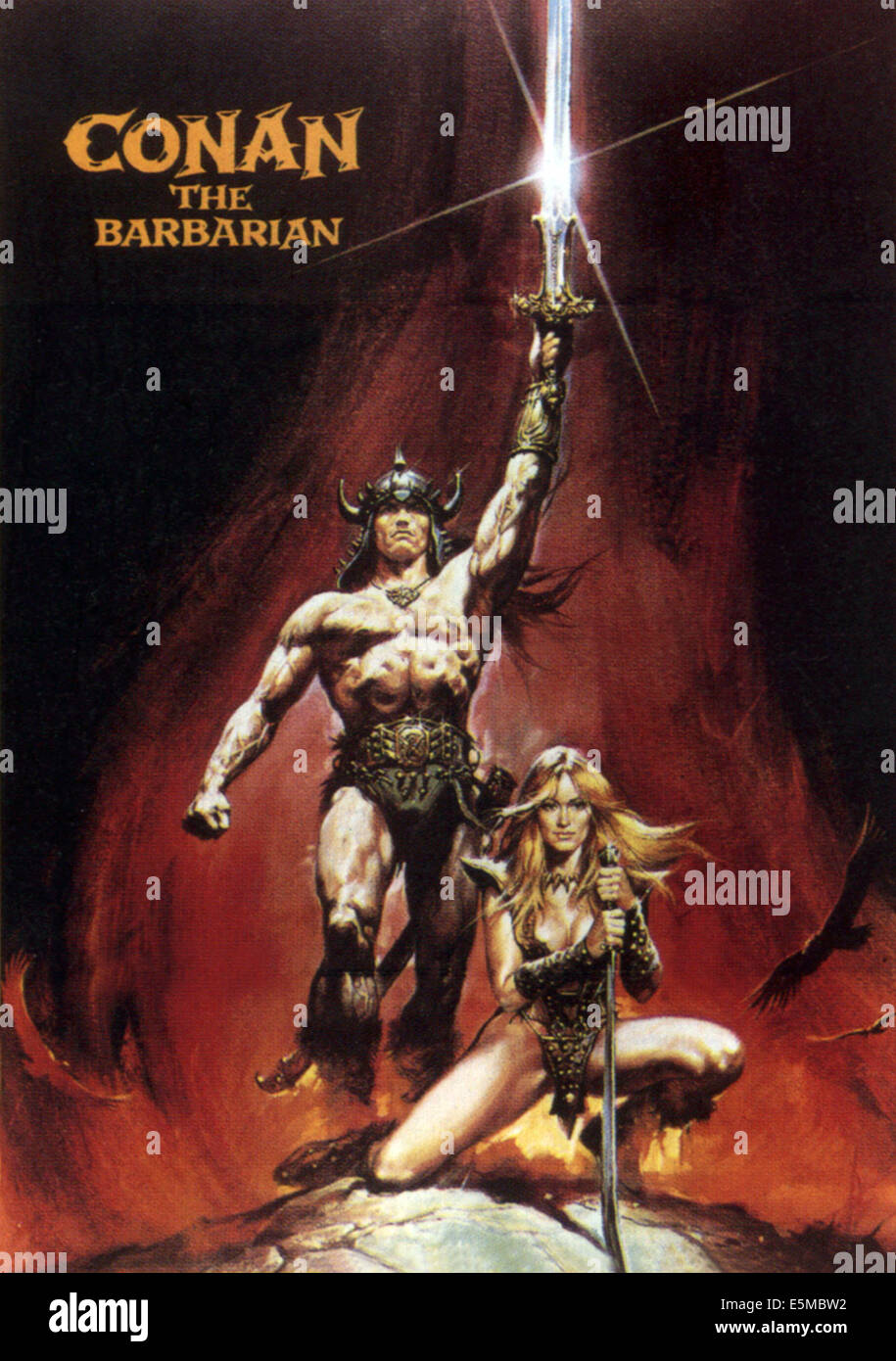 CONAN LE BARBARE, de l-r : Arnold Schwarzenegger, Sandahl Bergman sur l'affiche, 1982, ©Universal Pictures/avec la permission d'Everett Banque D'Images