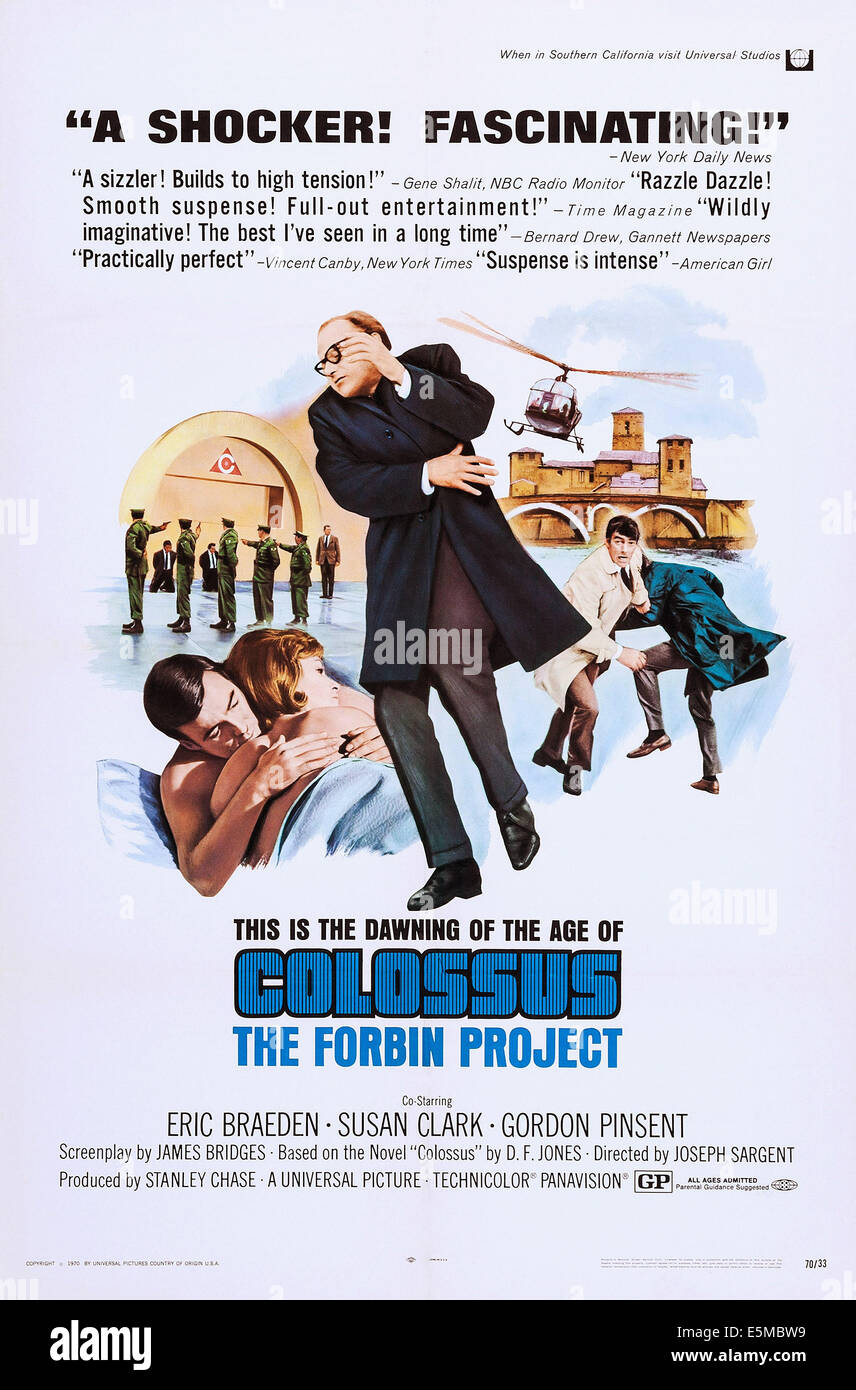 Le projet Colossus : FORBIN, l-r : Eric Braeden, Susan Clark sur l'affiche, 1970. Banque D'Images